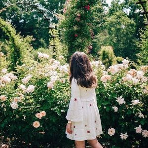 Free People white cotton smocked dress
